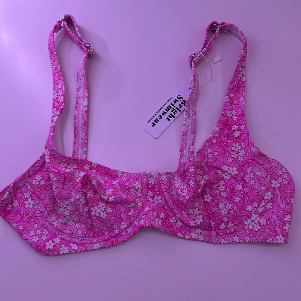 Pink bright swimwear swimsuit top new with tags